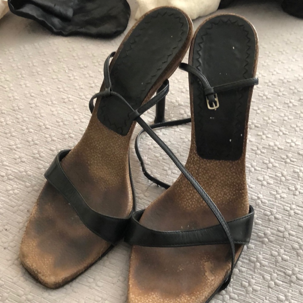 Casadei heel sandals size 10. Black and leather